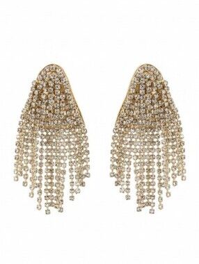 💛▪️Piper•k ▪️Gold Pearl and Crystal Cascade Glass Stones Earrings